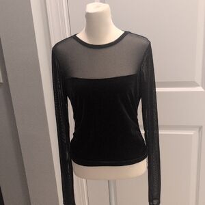 Wild Fable Black Sheer Long Sleeve Top
